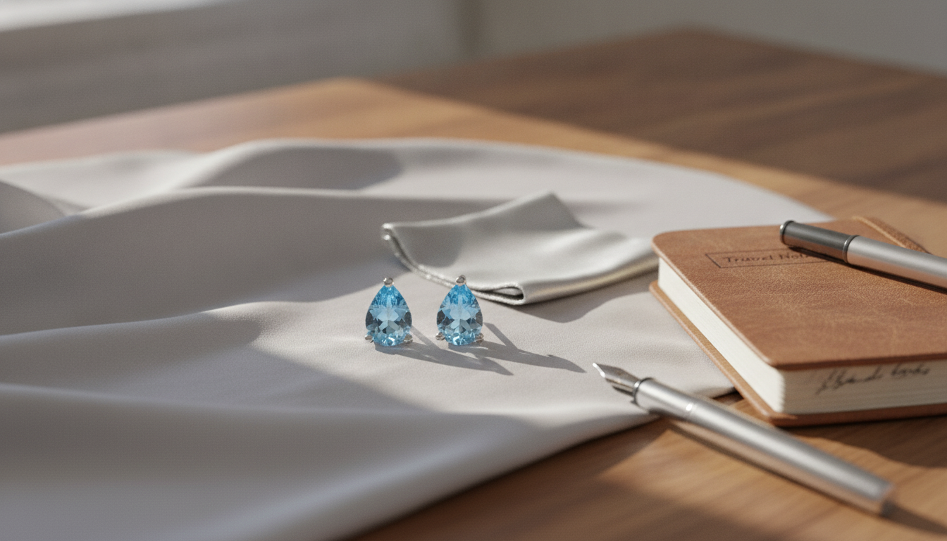 Swiss Blue Topaz Stud Earrings: Sterling Silver Shine