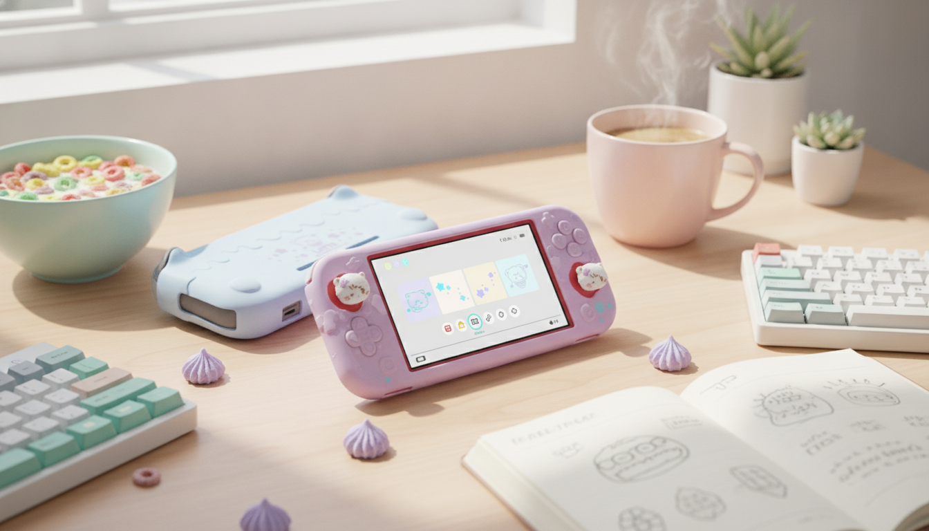 Switch Lite Ice Cream Case + Thumb Grips: Cute & Secure