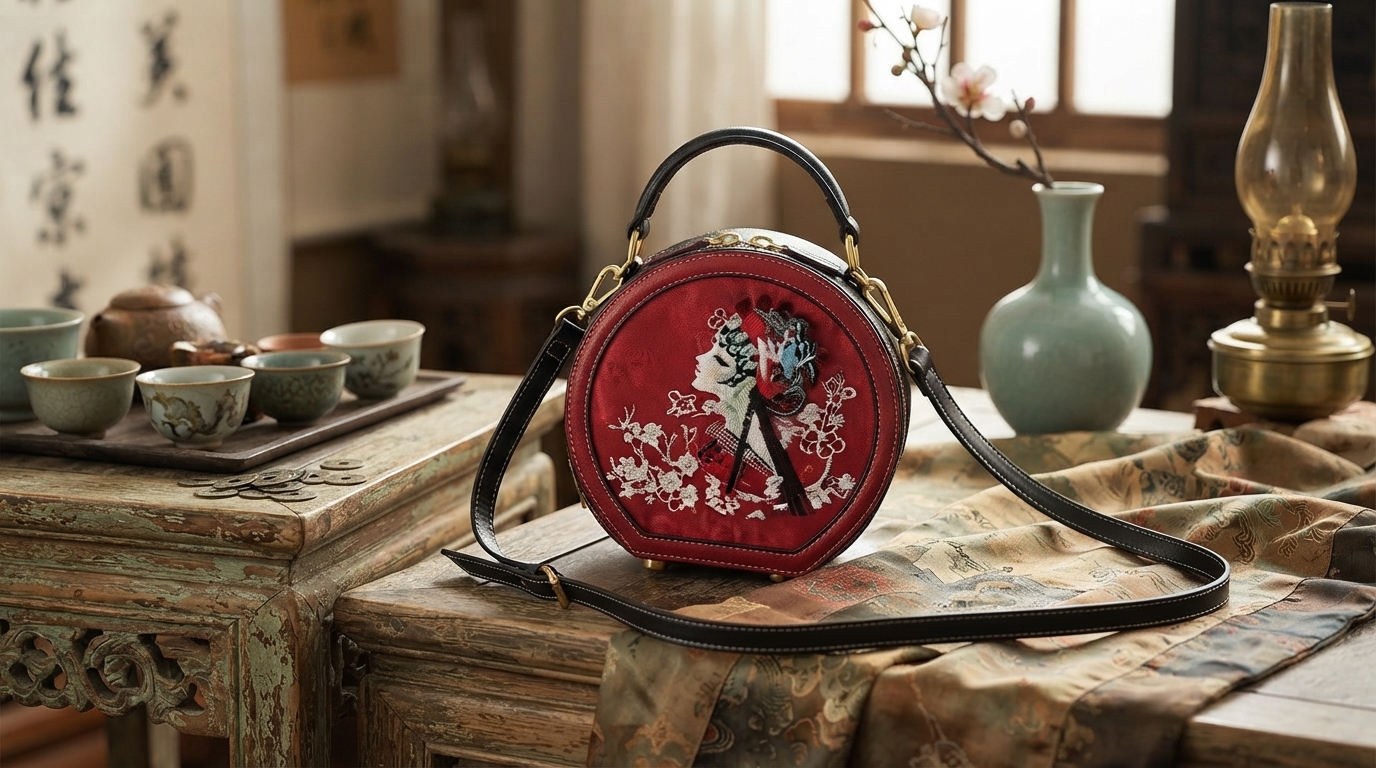 Vintage Ethnic Round Crossbody Bag: PU Leather Style