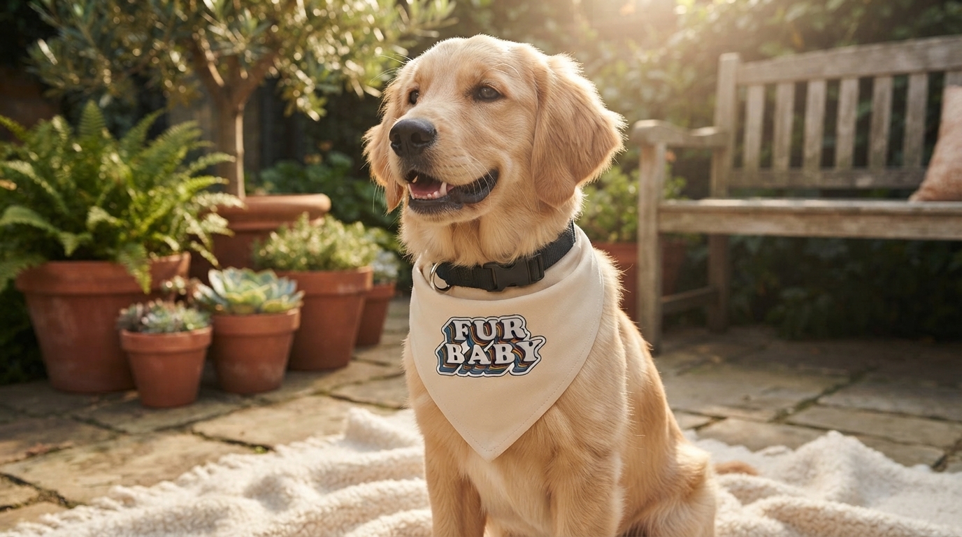 Colorful Word-Art Bandana Collar for Photo-Ready Dogs