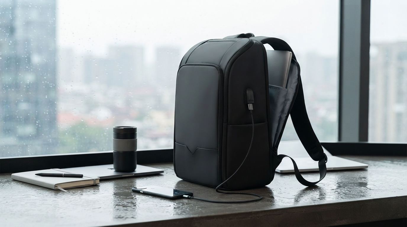 Slim Anti-Theft Laptop Backpack: Waterproof + USB Port